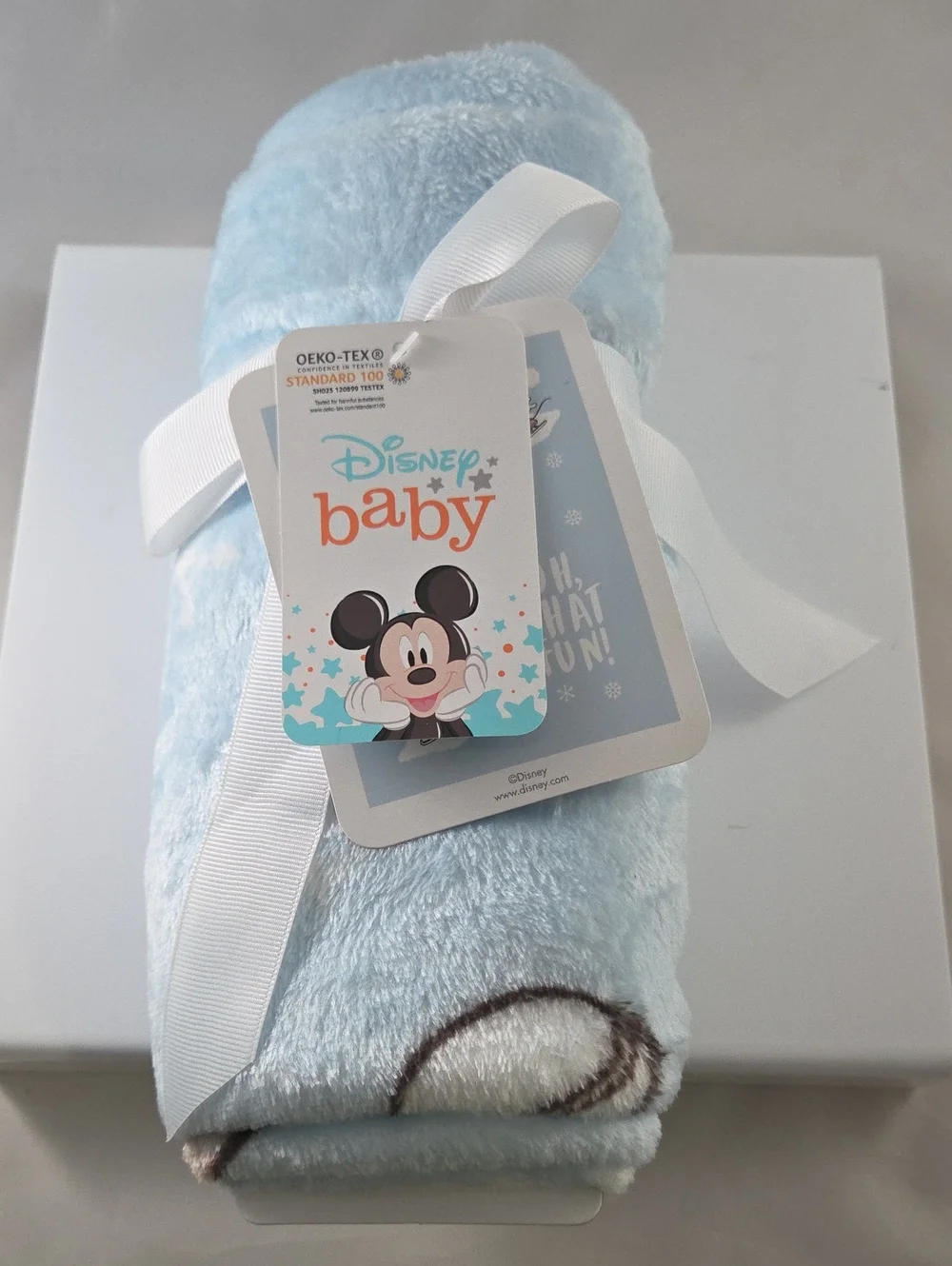 Disney Baby Plush Light Blue Mickey Mouse Blanket